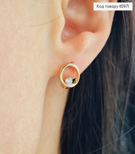 Серьги кольца, Колечко с камешком, 0,7см Xuping 18K 115971 фото 2