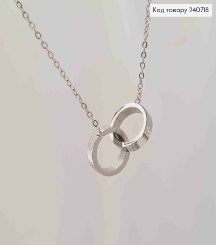 Ланцюжок срібного кольору, з підвіскою Cartier, 43+5см, сталь Stainless Steel 240718 фото 2