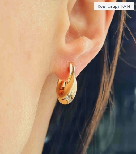 Сережки кільця Кручені, ширина 7мм, діаметр 1,6см, XUPING 18K 118714 фото 2