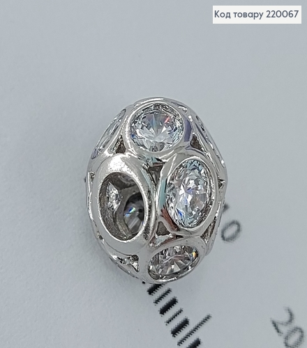 Кулон шарм з камінцями 1,0см родіроване  медичне золото Xuping   220067 фото 2