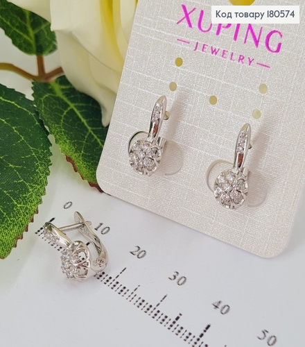 Сережки Квіточка 1,8*0,9см (англійська застібка)  родовані Xuping 180574 фото 2