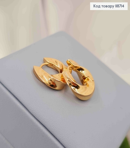Сережки кільця Кручені, ширина 7мм, діаметр 1,6см, XUPING 18K 118714 фото 3