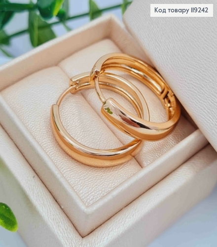 Серьги кольца Классические, ширина 0,5см, диаметр 2,6см, Xuping 18K 119242 фото 3