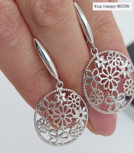 Сережки підвіски з квіточками  родіроване медзолото Xuping 180256 фото 2