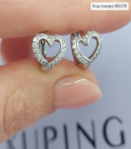 Сережки   сердечко з камінцями срібло Xuping 18К 180278 фото 2