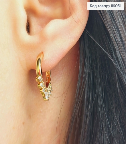 Сережки кільця 1,3см, "Рудна" з камінцями, Xuping 18K 116051 фото 2