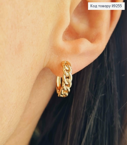 Сережки "Ланцюжки", довж. 1,3см, англійська застібка, Xuping 18K 119255 фото 2