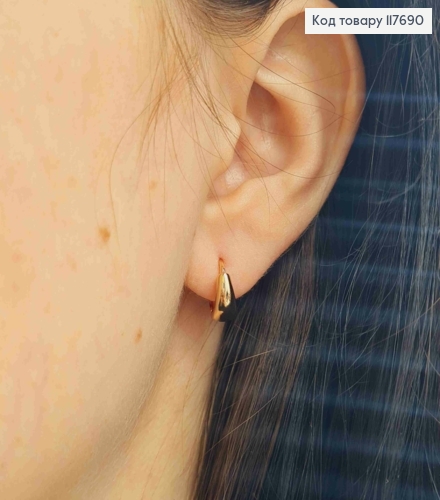 Серьги кольца с расширением вниз, диаметр 1,2см, XUPING 18K 117690 фото 3