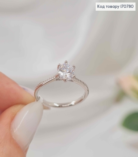 Кольцо родованное, "Тенея" с большим камнем, Xuping 18K 170780 фото 2