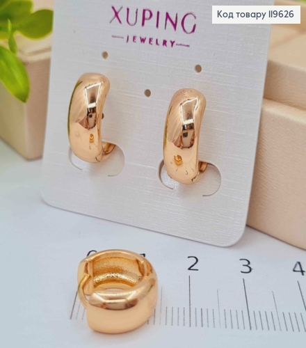 Сережки кільця Класичні, ширина 7мм, діаметр 1,5см, Xuping 18К 119626 фото 2