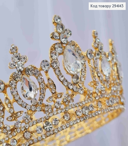 Корона под Золото, с блестящими камешками, диаметр 13см, высота 5см (можно на торт) 294143 фото 3