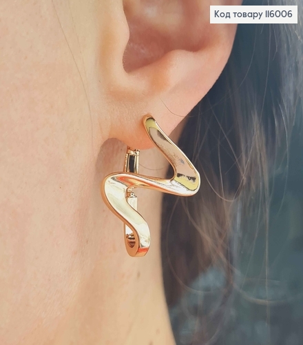 Сережки "Художні мазки" 2см, англ. застібка, 18K 116006 фото 2