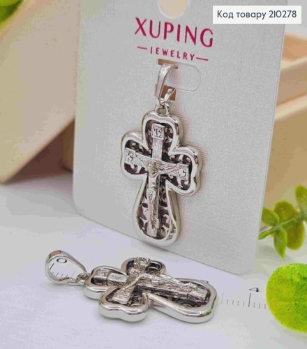 Хрестик   родований з розп"яттям, розмір 2,5*1,9см  Xuping (срібного кольору) 210278 фото 2