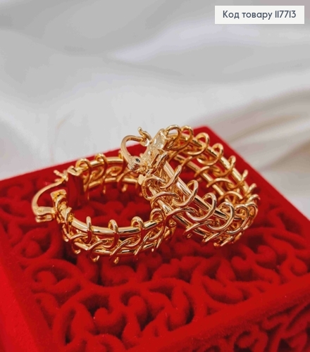 Серьги кольца Ажурные плетеные, ширина 1см, диаметр 2,5см, Xuping 18K 117713 фото 2