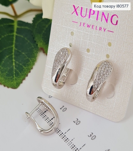 Сережки Овальні 2*0,7см  (англійська застібка)  родовані Xuping 180577 фото 2
