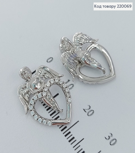 Кулон ангел з сердцем, з камінцями родоване   Xuping   220069 фото 2