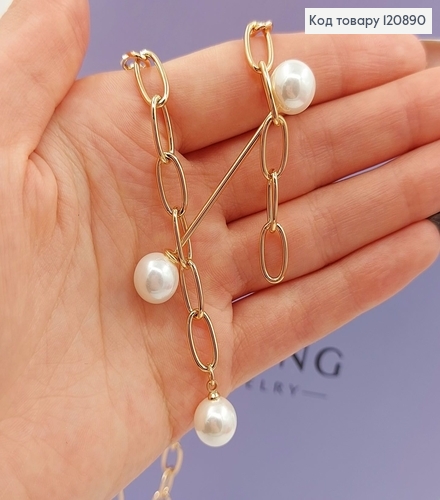 Подвеска 50 см с  застежкой котороя регулируется с жемчужин Xuping 18К 120890 фото 2