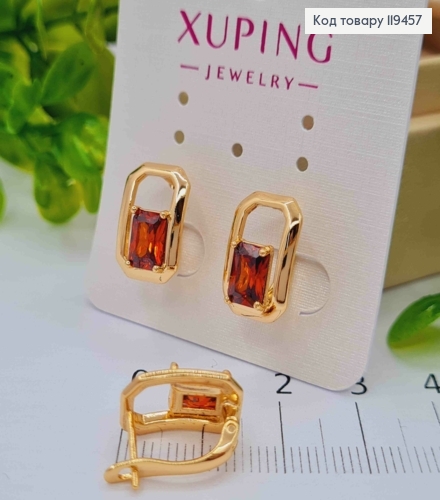 Сережки "Роуз" з Червоним каменем, 1,5см, англійська застібка, Xuping 18К 119457 фото 2