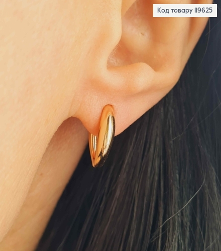 Сережки кільця  Овальні з потовщенням, довжина 1,4см, Xuping 18K 119625 фото 2