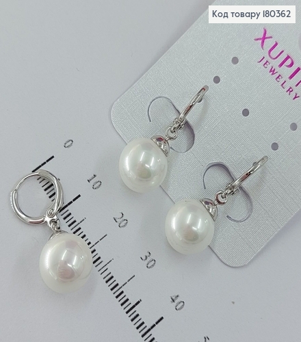 Сережки кільця з перлинкою  медзолото  Xuping 180362 фото 2