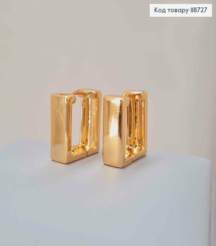 Сережки кільця, "Квадратні", 1,4*0,5см, Xuping 18К 118727 фото 3