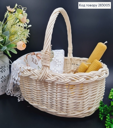  Кошик плетений лозовий  МОЛОЧНИЙ  (33*30*30см), Польща 283005 фото 2