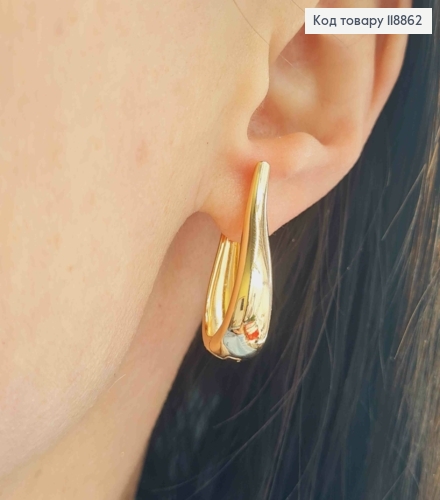 Серьги ОВАЛЬНЫЕ расширенные к низу, 2,9см, английская застежка, Xuping 18К. 118862 фото 3