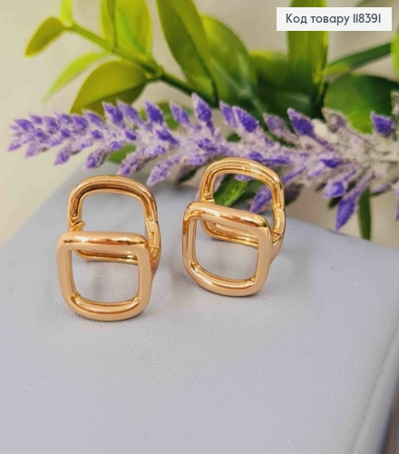 Серьги кольца "Квадратные", 1,3*1,3см, Xuping 18К 118391 фото 2