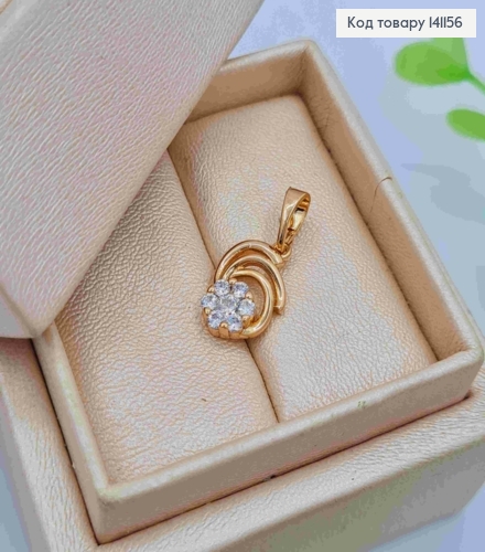 Кулон "Квітка" з Блискучих камінців на спіралі, розмір 1,4см, Xuping 18K 141156 фото 2