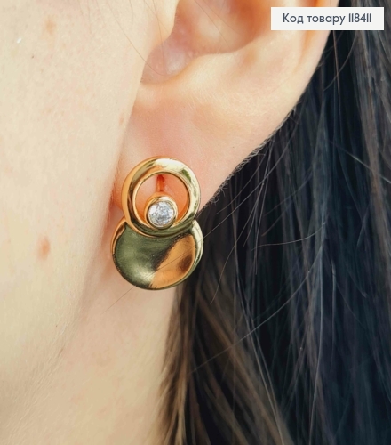 Серьги украшены Изысканным Блестящим камнем, 1,9 см, английская застежка, Xuping 18К 118411 фото 3