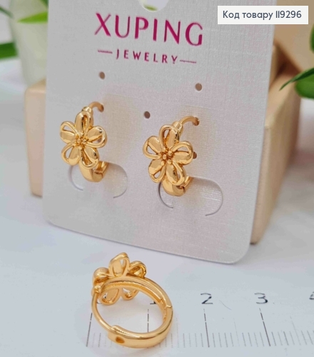 Сережки кільця "Квіточка", 1,4см, XUPING 18K 119296 фото 2