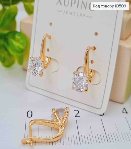 Сережки з Блискучим каменем, 1,5см, англійська застібка, Xuping 18K 119509 фото 2