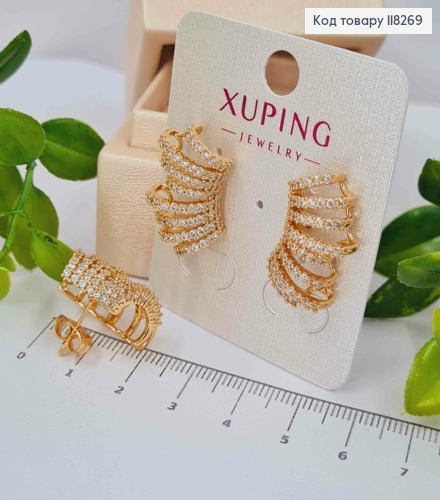 Серьги гвоздики украшены с Блестящими камешками, 1,4*2,2см, Xuping 18К. 118269 фото 2