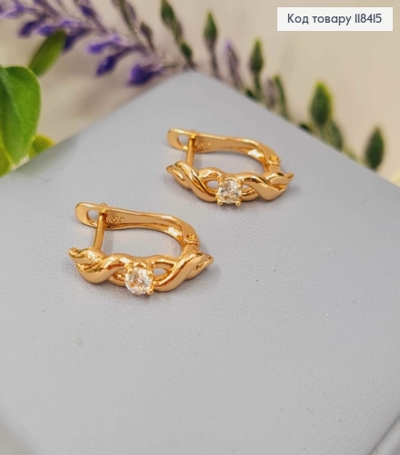 Серьги "Elegance" с ярким камнем, 1,7см, английская застежка, Xuping 18К. 118415 фото 2