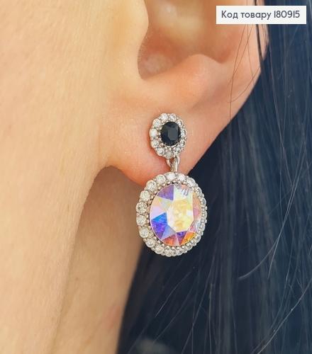 Сережки родированые гвоздики с Кристалами от Swarovski, 2*1,2см, Xuping 18К 180915 фото 2
