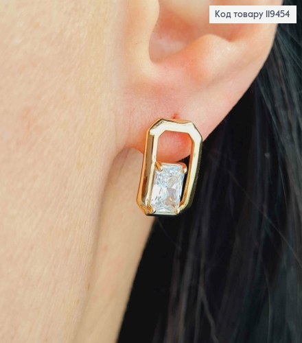 Сережки "Роуз" з Блискучим каменем, 1,5см, англійська застібка, Xuping 18К 119454 фото 2