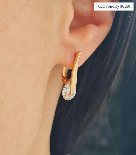 Сережки "Незабудка" зкруглим камінцем, 2см, англ. заст. Xuping 18K 116291 фото 2