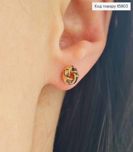 Сережки гвоздики, Вузлик-Квіточка 1см, Xuping 18K 115803 фото 2