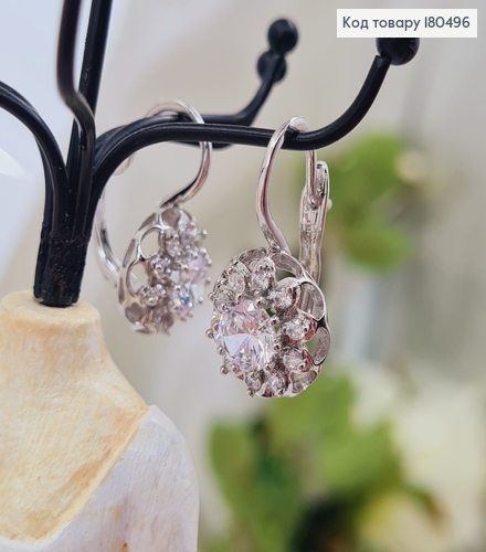 Сережки родовані 2,,5*1,4см Квіточка з камінцями   Xuping   180496 фото 2