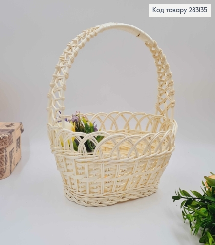 Корзина плетеная овальная, "КОБРА" ВЫБЕЛЕНА, 23*18*11см, +ручка 14см, в асорт. УКРАИНА 283135 фото 2