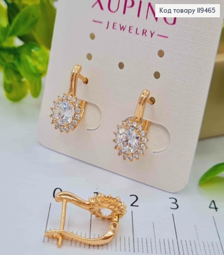 Серьги "Джейн" с Блестящим камнем, 1,6см, английская застежка, Xuping 18К 119465 фото 2