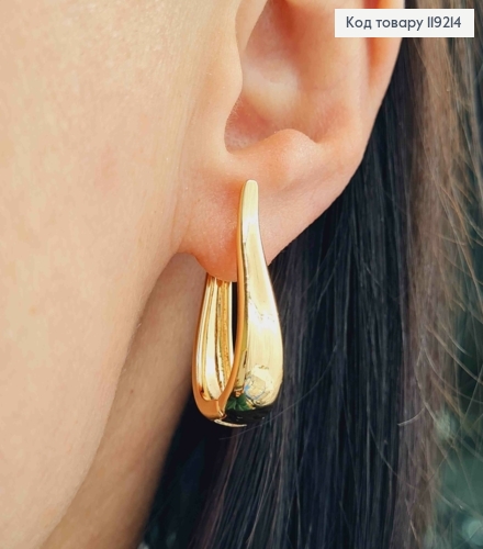 Сережки Овальні, 2,8см, англійська застібка,  Xuping 18K 119214 фото 2