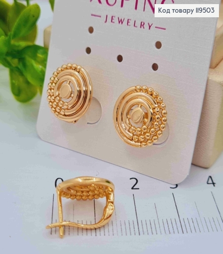 Сережки "Джині", 1,4см, англійська застібка, Xuping 18K 119503 фото 2