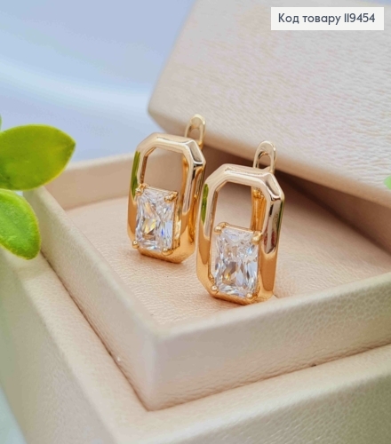 Сережки "Роуз" з Блискучим каменем, 1,5см, англійська застібка, Xuping 18К 119454 фото 3