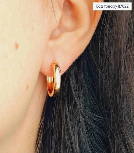 Серьги кольца, ширина 4мм, диаметр 1,7см, Xuping 18K 117822 фото 3