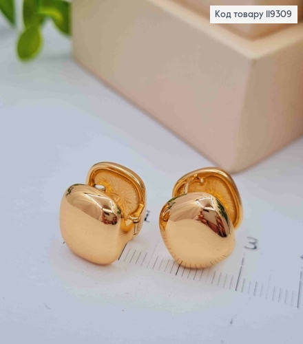 Сережки кільця "Квадратні", 1,2см, XUPING 18K 119309 фото 2