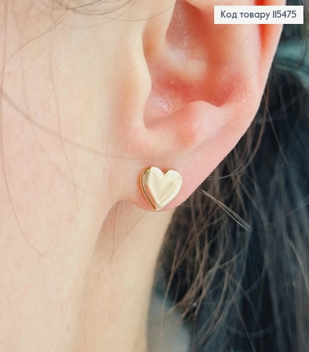 Серьги гвоздики, сердечки 0,7см. Xuping 18K 115475 фото 2