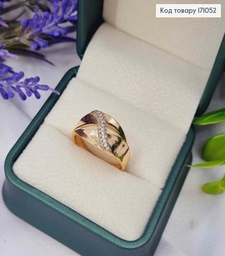 Кольцо украшено камнями, Xuping 18К. 171052 фото 2