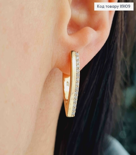 Серьги Стрелы украшены Блестящими камешками в один ряд, 2,5см, английская застежка, XUPING 18K 119109 фото 2