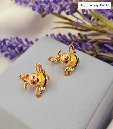 Серьги "Пчелка Майя", 1,6см, англ. застежка, Xuping 18К 118202 фото 2